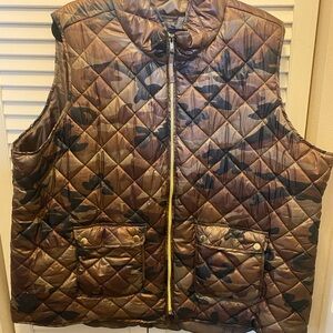 jason maxwell Brown Camouflage Quilted Puffer Vest